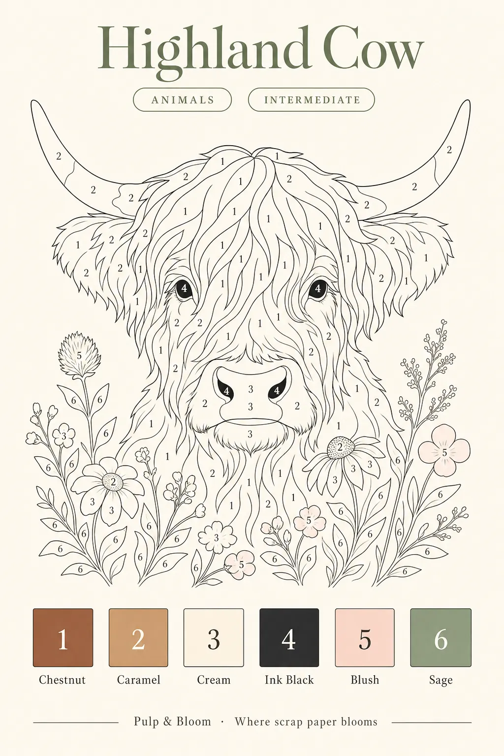 Highland cow color-map pattern